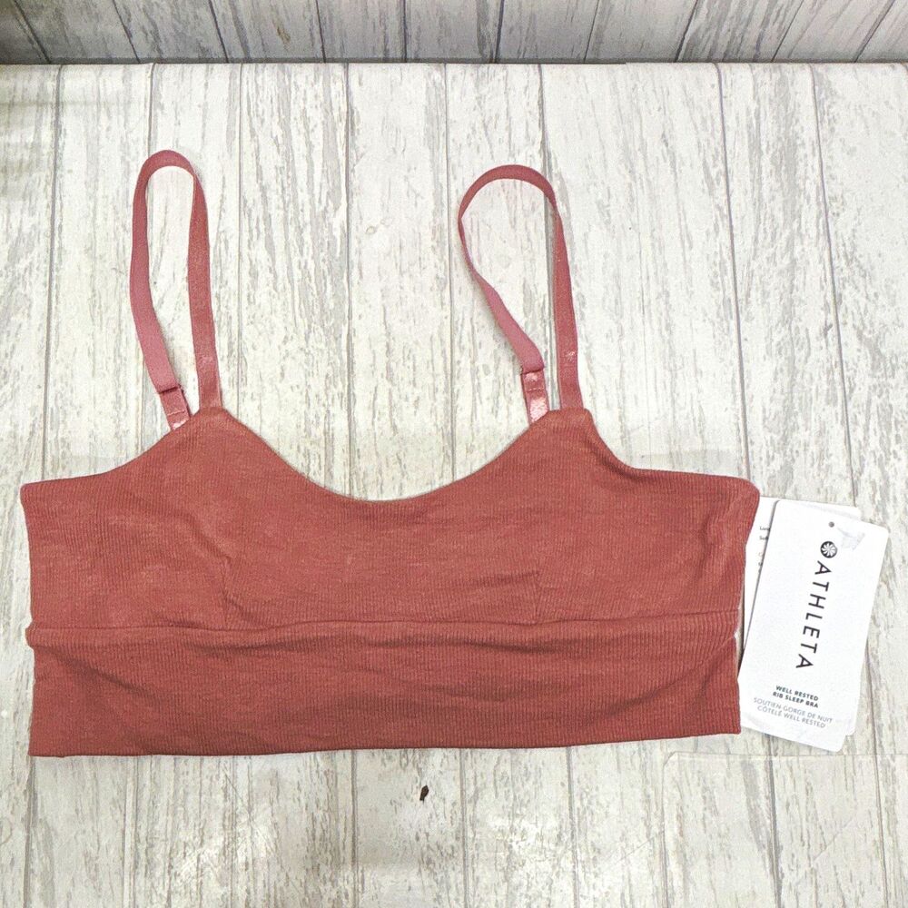 Athleta Well Rested Rib Bralette Wireless Pullover Pink Womens Size S